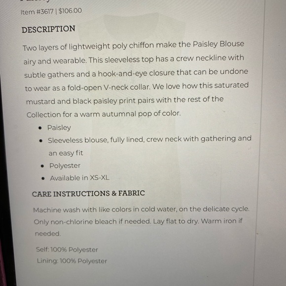 Cabi Paisley Blouse. Medium - Picture 3 of 3